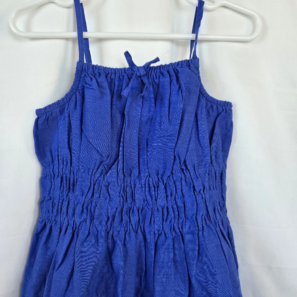 Old Navy Girls Blue Sleeveless Tie-Front Embroidered Smocked Summer Dress 2T New - Picture 2 of 9